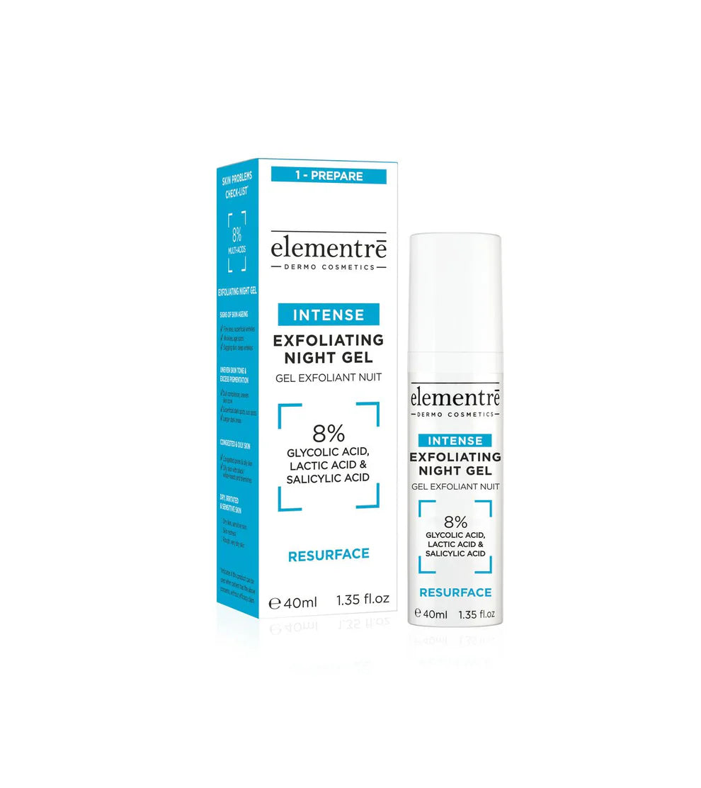 8% Glycolic, Lactic &amp; Salicylic Acids Intense Exfoliating Night Gel